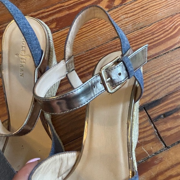Cole Haan Denim Gold Wedges Ankle Strap Women’s U.S. Size 8.5 - Picture 5 of 9